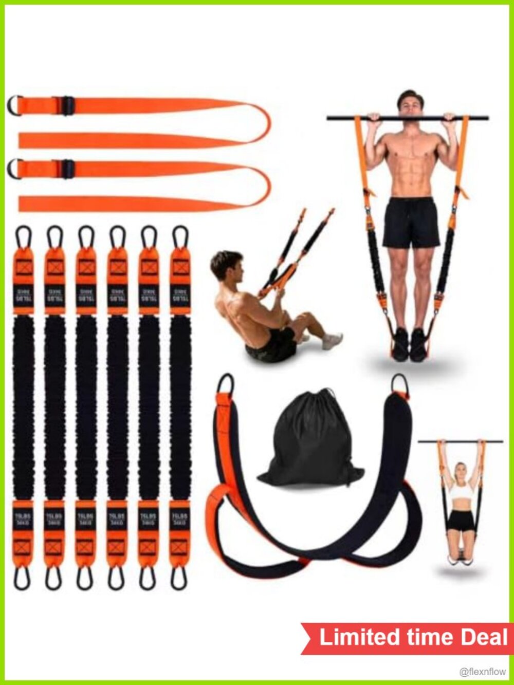 6-Level Heavy Duty Pull Up Assistance Bands with Dual Foot Pedals & Knee Pads,